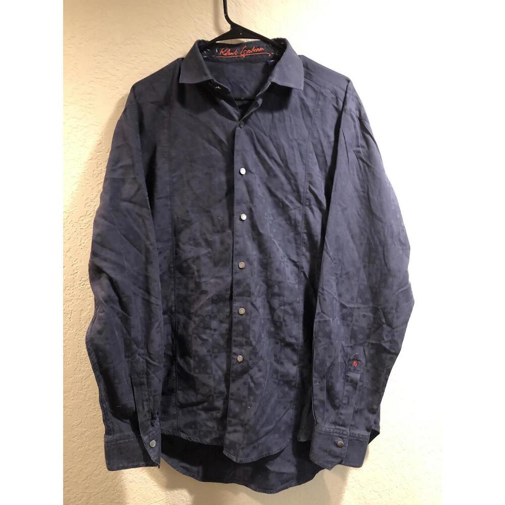 Robert Graham Shirt Long Sleeve Blue Button Up Flip Cuff Dice Pattern - Men’s L